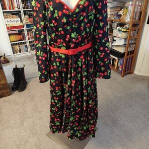 Pinup Couture Black Dress with Cherry Print
